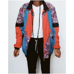 Vintage 80s 90s Windbreaker Track Jacket  Unisex Large